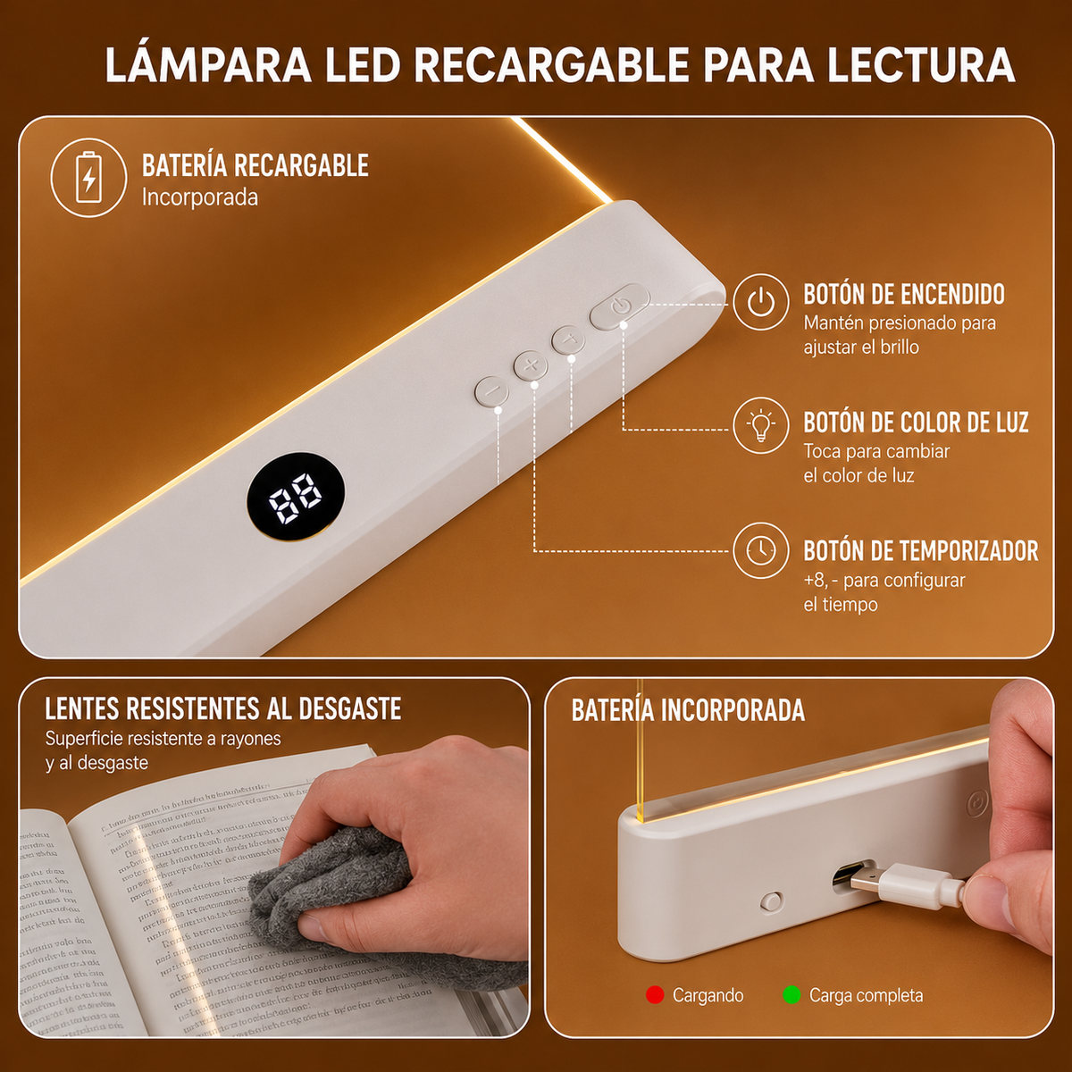 LumiRead™ – Lámpara LED Recargable para Lectura Nocturna
