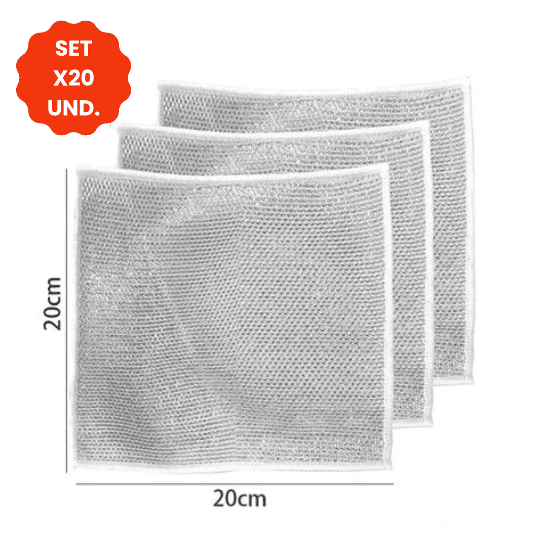 Set x20 Paños mágicos de limpieza grueso de acero inoxidable