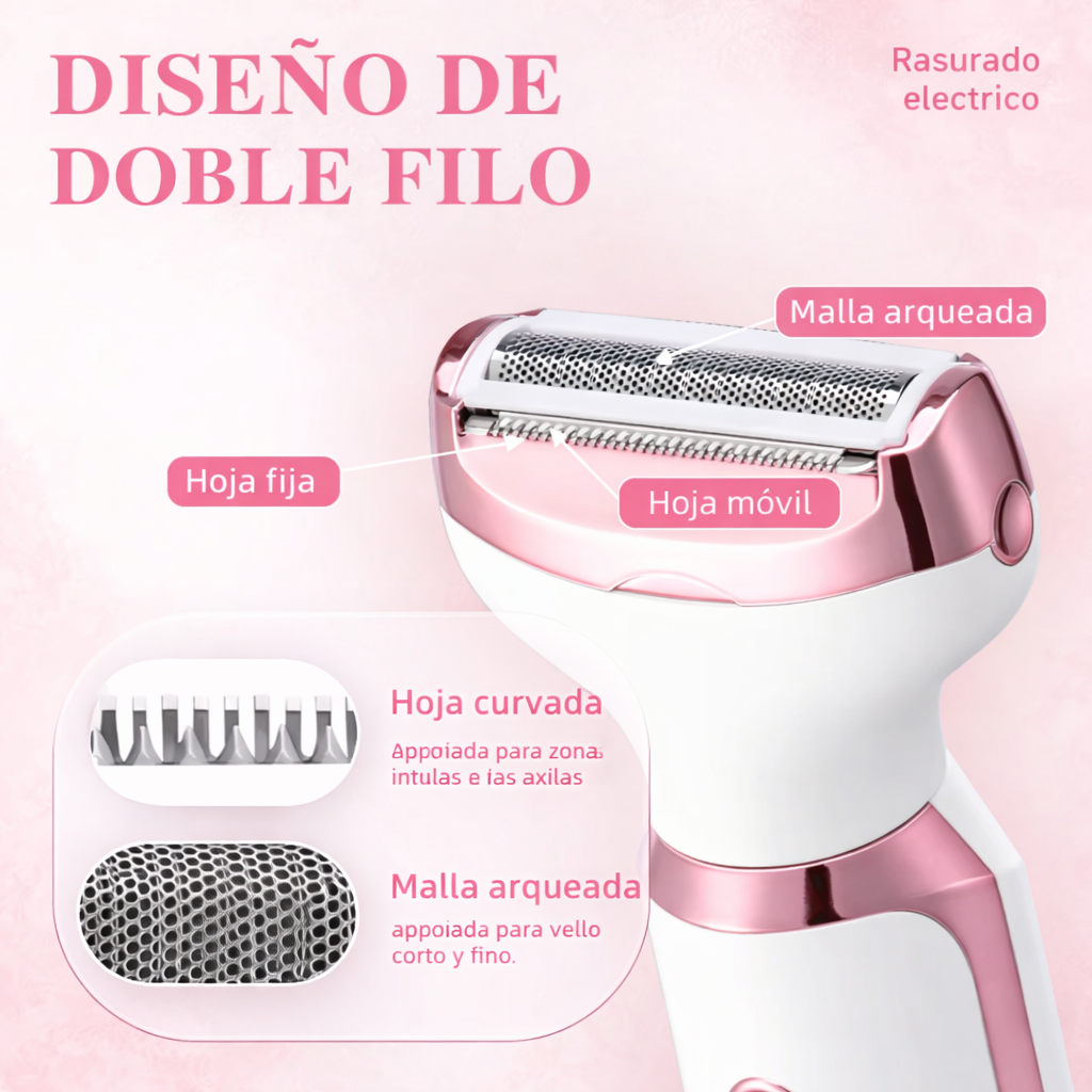 BellaTrim Pro™ - Set de Depiladora Eléctrica Recargable 4 en 1 para Mujer
