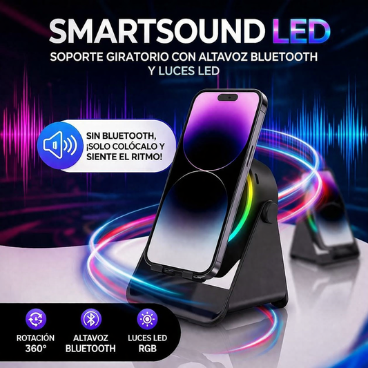SmartSound LED - Soporte Giratorio con Altavoz y Luces LED