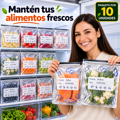 Pack x10 Bolsas Herméticas Reutilizables para Congelador