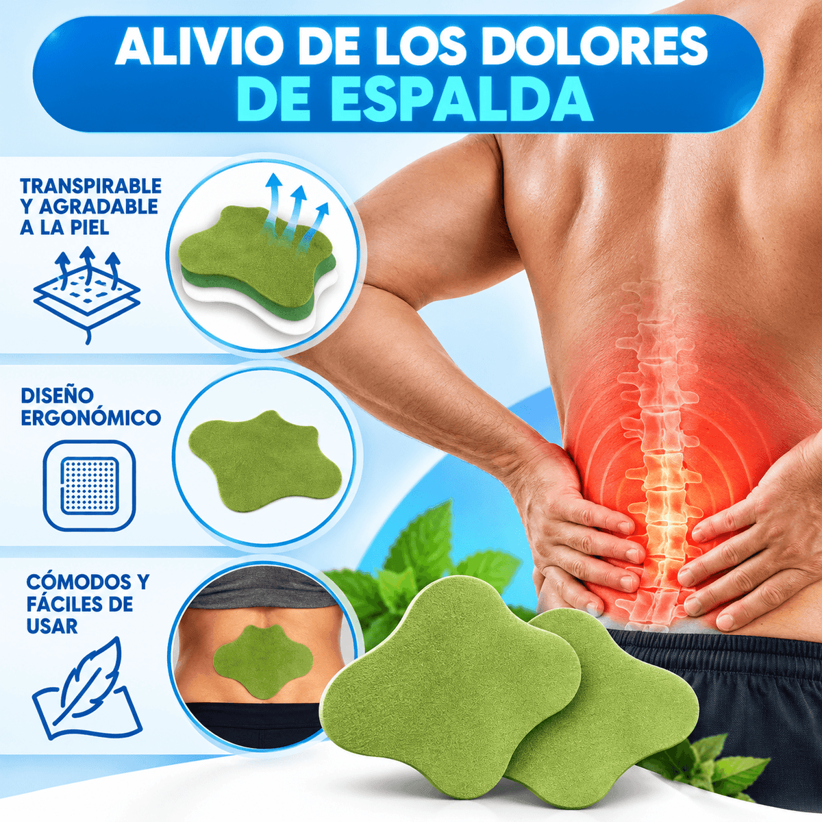 PARCHES NATURALES PARA EL DOLOR DE ESPALDA – PACK DE 30 PARCHES