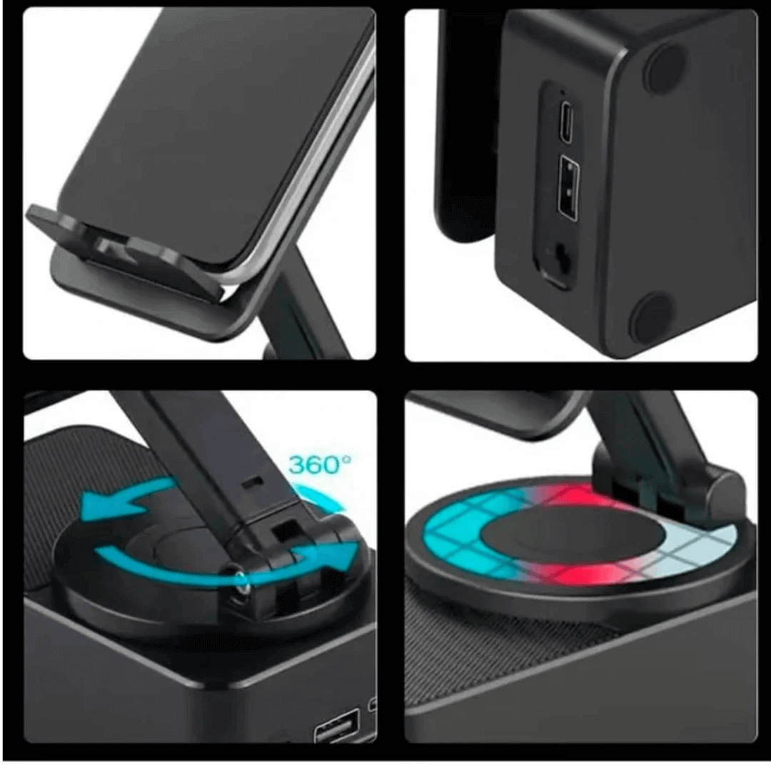 Soporte 3 En 1 Para Celular Con Altavoz + Luces Multicolores