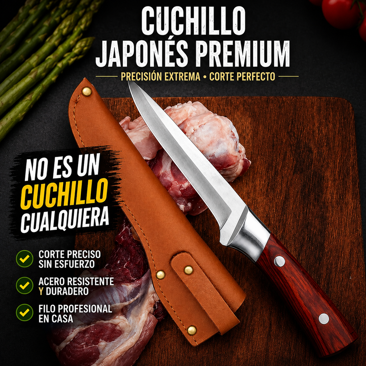 Cuchillo Japonés Premium | Cortes Precisos y Cómodos