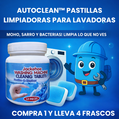 AUTOCLEAN™PASTILLAS LIMPIADORAS PARA LAVADORAS - (COMPRA 1 Y LLEVA 4 FRASCOS)