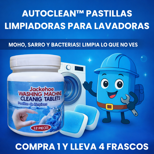 AUTOCLEAN™PASTILLAS LIMPIADORAS PARA LAVADORAS - (COMPRA 1 Y LLEVA 4 FRASCOS)