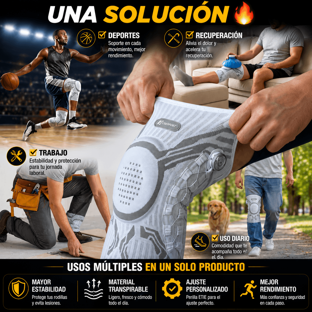 Rodillera Inteligente ETIE™ – Alivio y Soporte para Rodillas