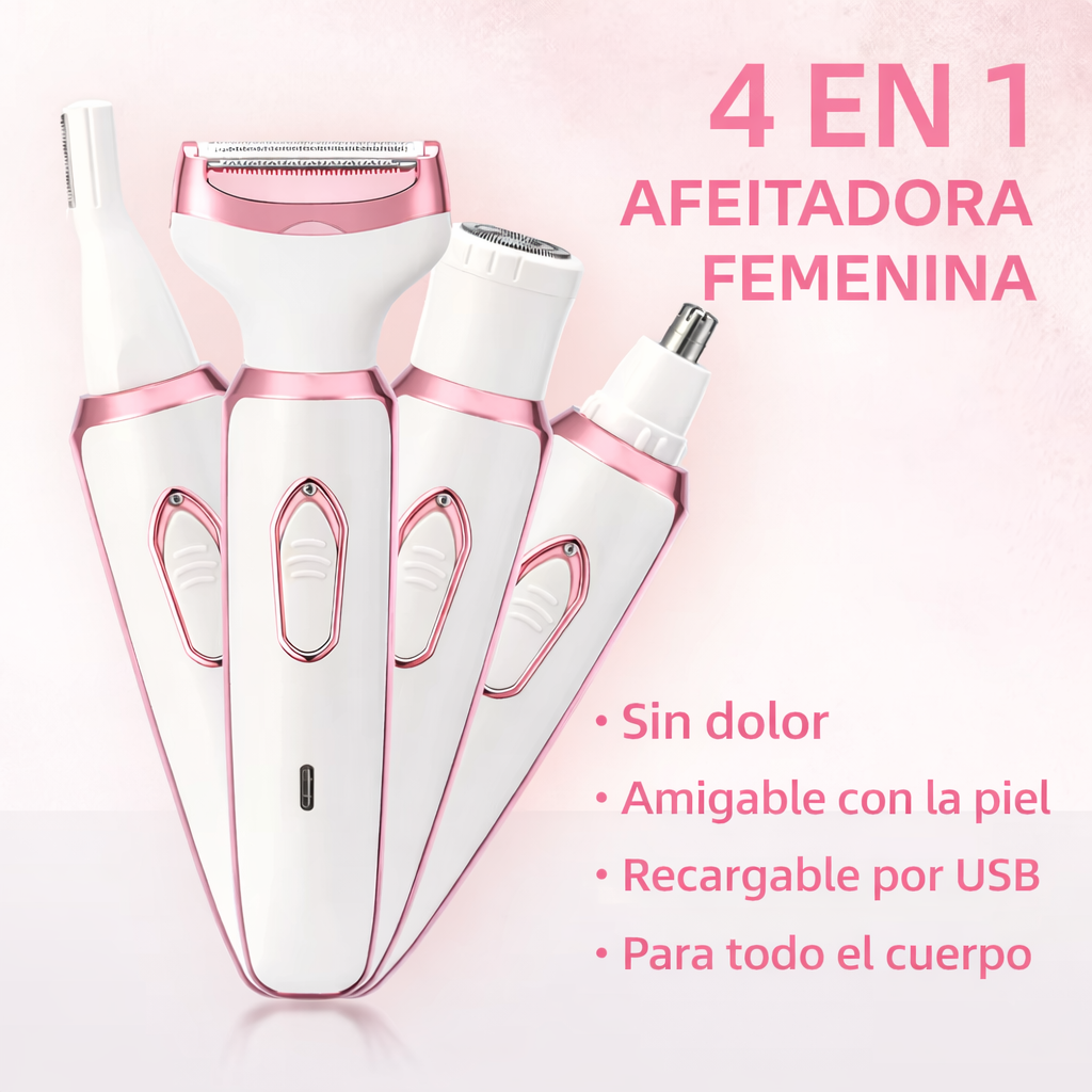 BellaTrim Pro™ - Set de Depiladora Eléctrica Recargable 4 en 1 para Mujer