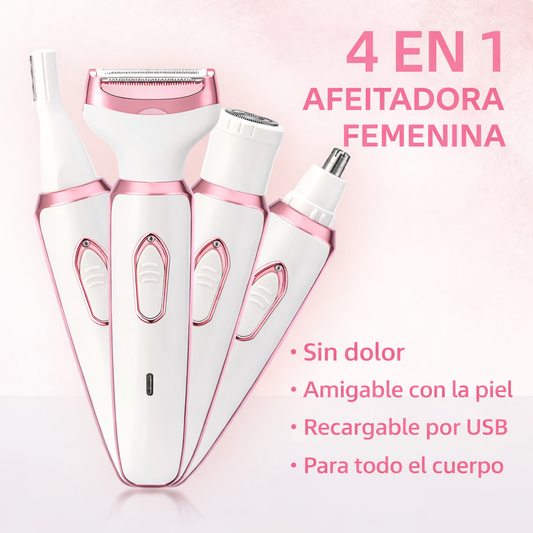 BellaTrim Pro™ - Set de Depiladora Eléctrica Recargable 4 en 1 para Mujer