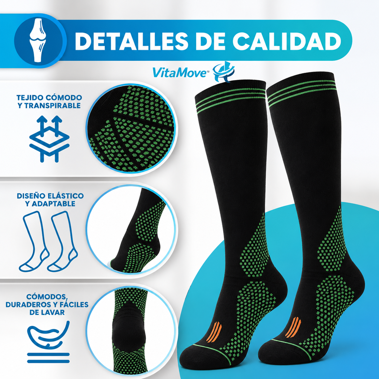 FlexMove™ – Medias de Compresión que Activan tu Circulación y Eliminan la Pesadez al Instante (COMPRA 1 Y LLEVA 2 PARES)