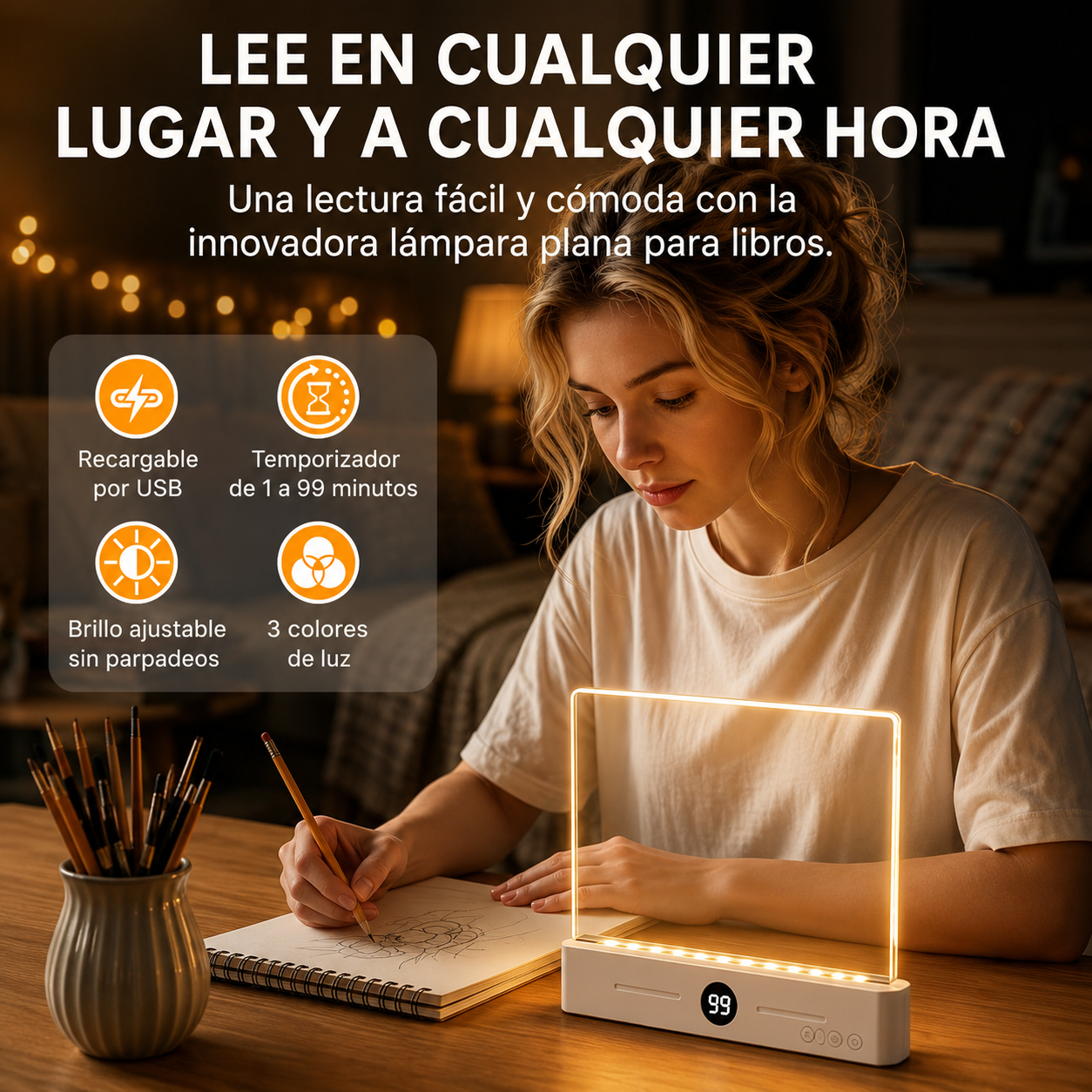 LumiRead™ | Lámpara LED Recargable para Lectura Nocturna