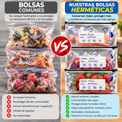 Pack x10 Bolsas Herméticas Reutilizables para Congelador