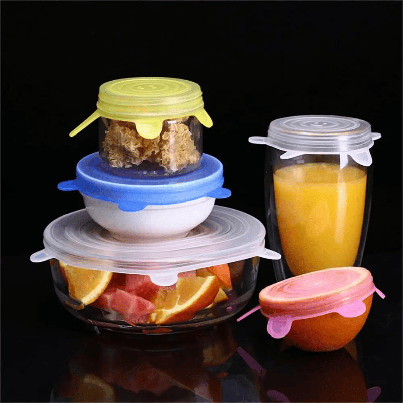 Set de 12 Tapas Silicona Extensible Anti Escurrimiento