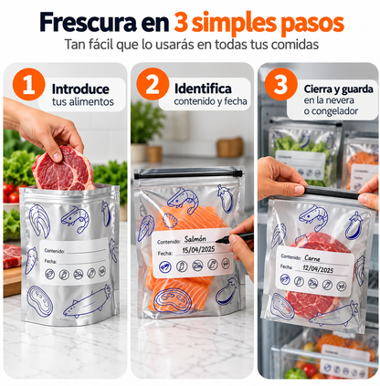 Pack x10 Bolsas Herméticas Reutilizables para Congelador