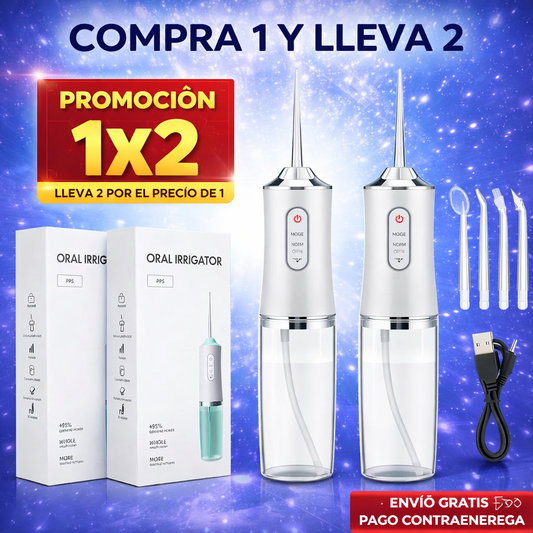 HydroSmile Pro - Irrigador bucal portátil 4 en 1 - (COMPRA 1 Y LLEVA 2)