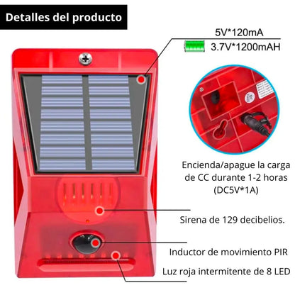 Sirena Alarma Solar de Seguridad con Sensor