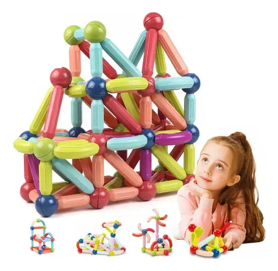 Magnetronix | 64 piezas magnéticas para niños que aprenden jugando