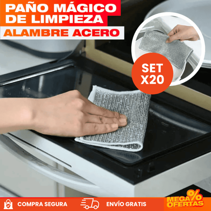 Set x20 Paños mágicos de limpieza grueso de acero inoxidable